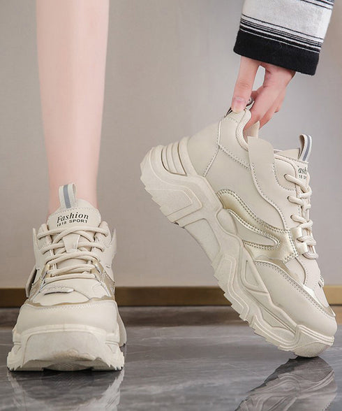 ダッドスニーカー 厚底 レディース 美脚 厚底スニーカー 疲れない 通勤通学靴 ウォーキング 履きやすい PUレザー ハイソール靴 韓国ダッドシューズ 歩きやすい 86JIANL-042