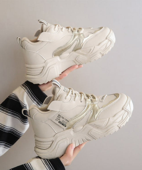 ダッドスニーカー 厚底 レディース 美脚 厚底スニーカー 疲れない 通勤通学靴 ウォーキング 履きやすい PUレザー ハイソール靴 韓国ダッドシューズ 歩きやすい 86JIANL-042