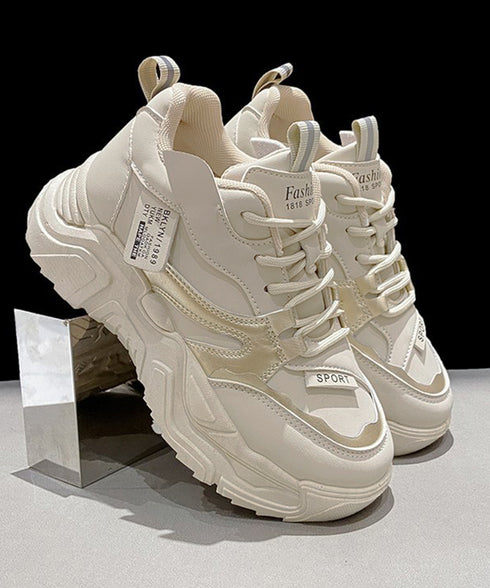 ダッドスニーカー 厚底 レディース 美脚 厚底スニーカー 疲れない 通勤通学靴 ウォーキング 履きやすい PUレザー ハイソール靴 韓国ダッドシューズ 歩きやすい 86JIANL-042