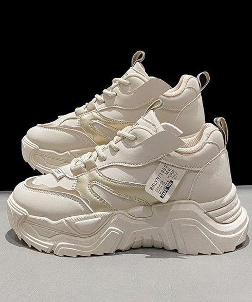 ダッドスニーカー 厚底 レディース 美脚 厚底スニーカー 疲れない 通勤通学靴 ウォーキング 履きやすい PUレザー ハイソール靴 韓国ダッドシューズ 歩きやすい 86JIANL-042