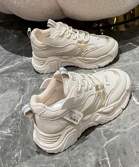 ダッドスニーカー 厚底 レディース 美脚 厚底スニーカー 疲れない 通勤通学靴 ウォーキング 履きやすい PUレザー ハイソール靴 韓国ダッドシューズ 歩きやすい 86JIANL-042