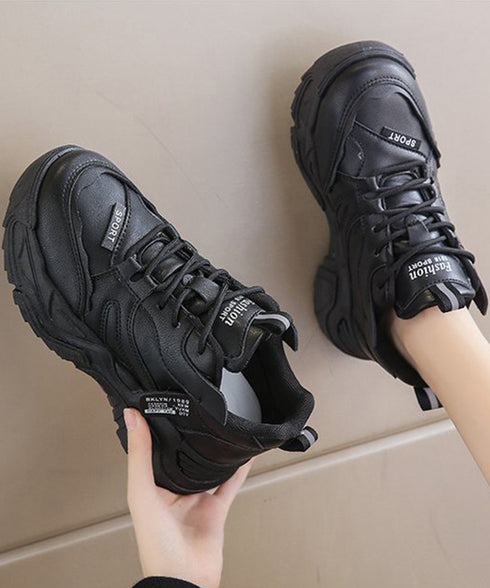 ダッドスニーカー 厚底 レディース 美脚 厚底スニーカー 疲れない 通勤通学靴 ウォーキング 履きやすい PUレザー ハイソール靴 韓国ダッドシューズ 歩きやすい 86JIANL-042