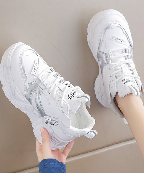 ダッドスニーカー 厚底 レディース 美脚 厚底スニーカー 疲れない 通勤通学靴 ウォーキング 履きやすい PUレザー ハイソール靴 韓国ダッドシューズ 歩きやすい 86JIANL-042