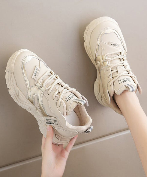 ダッドスニーカー 厚底 レディース 美脚 厚底スニーカー 疲れない 通勤通学靴 ウォーキング 履きやすい PUレザー ハイソール靴 韓国ダッドシューズ 歩きやすい 86JIANL-042