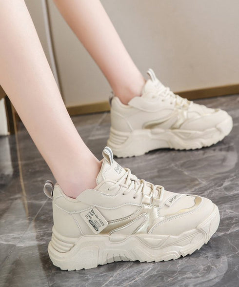 ダッドスニーカー 厚底 レディース 美脚 厚底スニーカー 疲れない 通勤通学靴 ウォーキング 履きやすい PUレザー ハイソール靴 韓国ダッドシューズ 歩きやすい 86JIANL-042