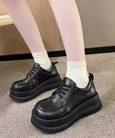 厚底ローファー レディース 韓国シューズ 歩きやすい レースアップ靴 編み上げローファー 大人可愛い Uチップシューズ 疲れない おしゃれドレスシューズ 通勤通学 86JIANL-044