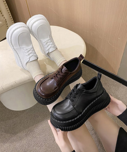 厚底ローファー レディース 韓国シューズ 歩きやすい レースアップ靴 編み上げローファー 大人可愛い Uチップシューズ 疲れない おしゃれドレスシューズ 通勤通学 86JIANL-044
