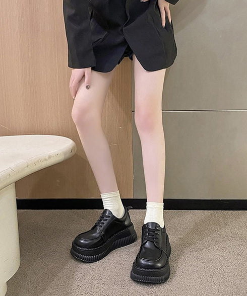 厚底ローファー レディース 韓国シューズ 歩きやすい レースアップ靴 編み上げローファー 大人可愛い Uチップシューズ 疲れない おしゃれドレスシューズ 通勤通学 86JIANL-044