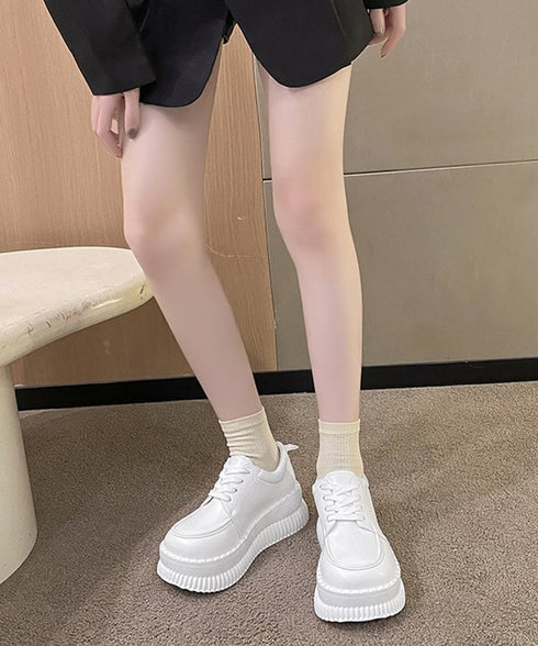 厚底ローファー レディース 韓国シューズ 歩きやすい レースアップ靴 編み上げローファー 大人可愛い Uチップシューズ 疲れない おしゃれドレスシューズ 通勤通学 86JIANL-044