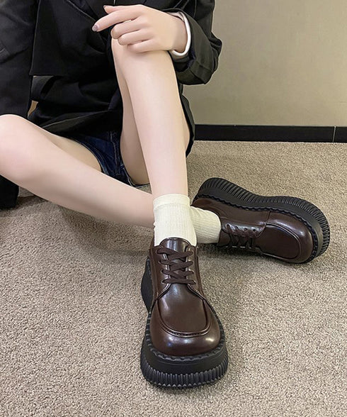 厚底ローファー レディース 韓国シューズ 歩きやすい レースアップ靴 編み上げローファー 大人可愛い Uチップシューズ 疲れない おしゃれドレスシューズ 通勤通学 86JIANL-044