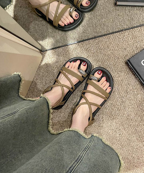 ストラップサンダル厚底親指トングサンダル レディース リゾートサンダル 履きやすい サマーサンダル 美脚疲れにくい スポサン バックゴム フラットサンダル 韓国風 86JIANL-045