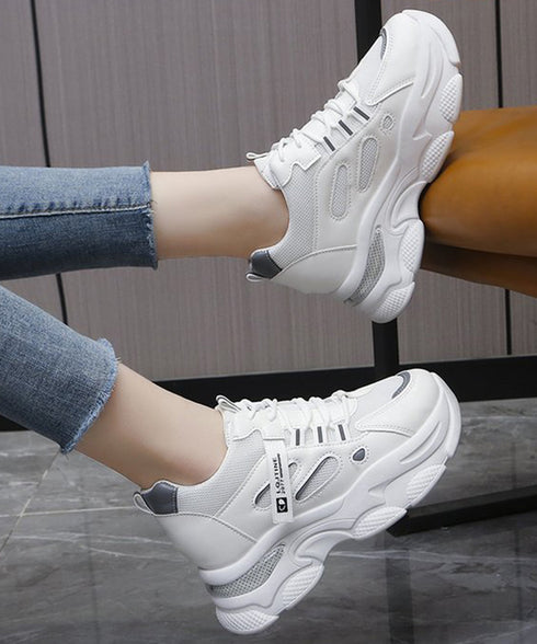 厚底ダッドスニーカー レースアップ 韓国 ボリュームスニーカー カッコイイ ガーリー 疲れにくいシューズ 滑りにくい ウォーキングシューズ 履きやすいスポーツくつ 86JIANL-046