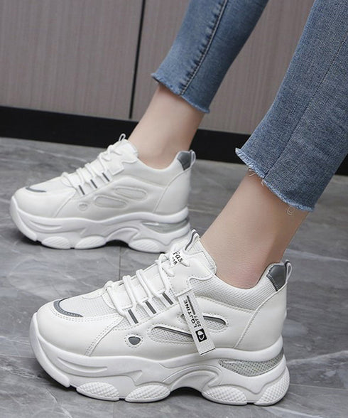 厚底ダッドスニーカー レースアップ 韓国 ボリュームスニーカー カッコイイ ガーリー 疲れにくいシューズ 滑りにくい ウォーキングシューズ 履きやすいスポーツくつ 86JIANL-046