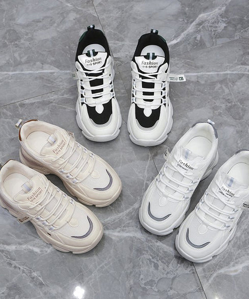 厚底ダッドスニーカー レースアップ 韓国 ボリュームスニーカー カッコイイ ガーリー 疲れにくいシューズ 滑りにくい ウォーキングシューズ 履きやすいスポーツくつ 86JIANL-046