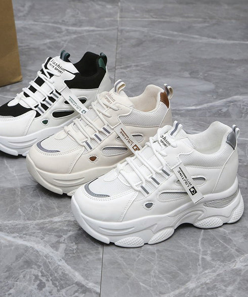 厚底ダッドスニーカー レースアップ 韓国 ボリュームスニーカー カッコイイ ガーリー 疲れにくいシューズ 滑りにくい ウォーキングシューズ 履きやすいスポーツくつ 86JIANL-046