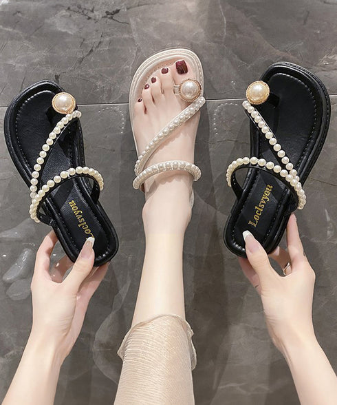 パールトングサンダル 美脚 厚底サンダル レディース 大人可愛いミュールサンダル 履きやすい パール飾り 軽量夏靴 リゾートサンダル きれいめコンフォートサンダル 86JIANL-048
