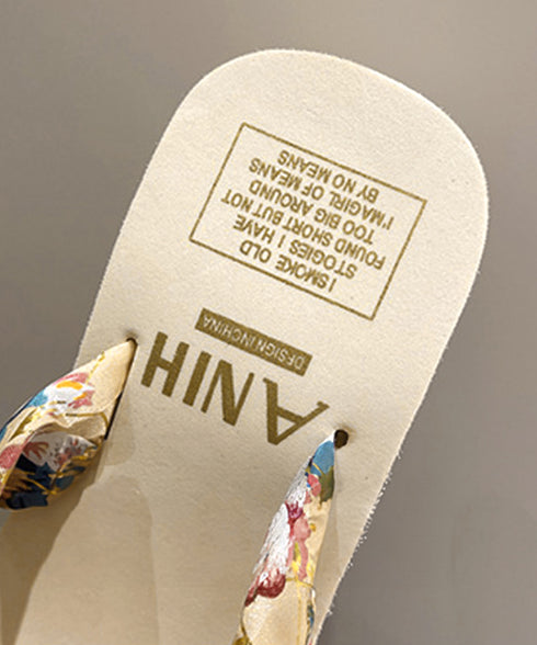 ビーチサンダル 花飾りトングサンダル厚底 ウェッジソール 歩きやすい ビーチスリッパ レディース ボヘミアン風 滑り止めサンダル 疲れないリゾートスリッパ 軽量靴 86JIANL-049