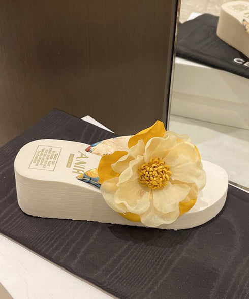 ビーチサンダル 花飾りトングサンダル厚底 ウェッジソール 歩きやすい ビーチスリッパ レディース ボヘミアン風 滑り止めサンダル 疲れないリゾートスリッパ 軽量靴 86JIANL-049