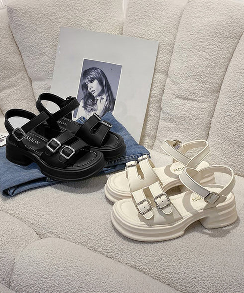 厚底サンダル レディース ベルトサンダル ダブルベルト サマーサンダル ボリュームソール 太ヒール コンフォートサンダル美脚 カジュアル おしゃれ夏靴 歩きやすい 86JIANL-050