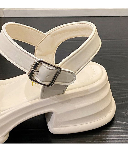 厚底サンダル レディース ベルトサンダル ダブルベルト サマーサンダル ボリュームソール 太ヒール コンフォートサンダル美脚 カジュアル おしゃれ夏靴 歩きやすい 86JIANL-050