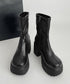 厚底ショートブーツサイドジッパーブーティ レディース ハイヒールブーツ チャンキーヒール アンクルブーツ 歩きやすい 美脚脚長シューズ ヒール9cm 韓国風ブーツ 86JIANL-054