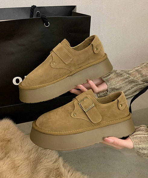 モカシンシューズ 厚底スエード調パンプス レディース 厚底ソール ローファーフェイクスエード プラットシューズ 美脚 カジュアル靴 歩きやすい 秋冬新作スリッポン 86JIANL-055