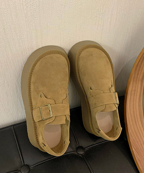 モカシンシューズ 厚底スエード調パンプス レディース 厚底ソール ローファーフェイクスエード プラットシューズ 美脚 カジュアル靴 歩きやすい 秋冬新作スリッポン 86JIANL-055