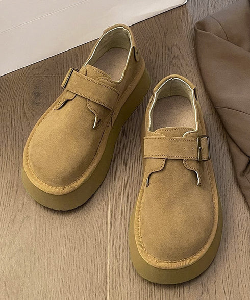 モカシンシューズ 厚底スエード調パンプス レディース 厚底ソール ローファーフェイクスエード プラットシューズ 美脚 カジュアル靴 歩きやすい 秋冬新作スリッポン 86JIANL-055