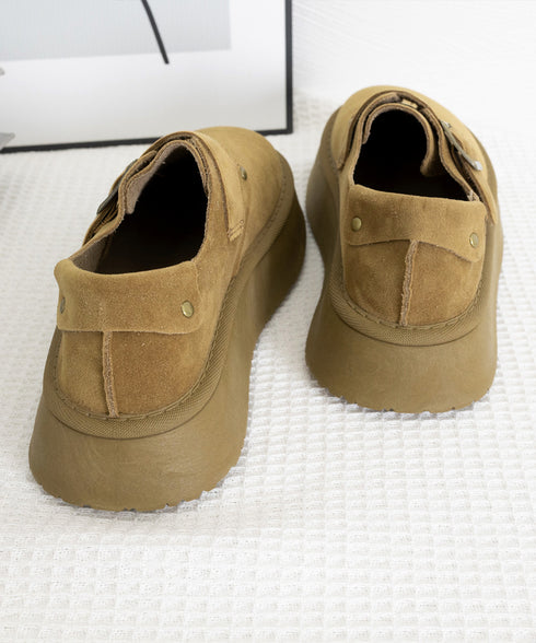 モカシンシューズ 厚底スエード調パンプス レディース 厚底ソール ローファーフェイクスエード プラットシューズ 美脚 カジュアル靴 歩きやすい 秋冬新作スリッポン 86JIANL-055