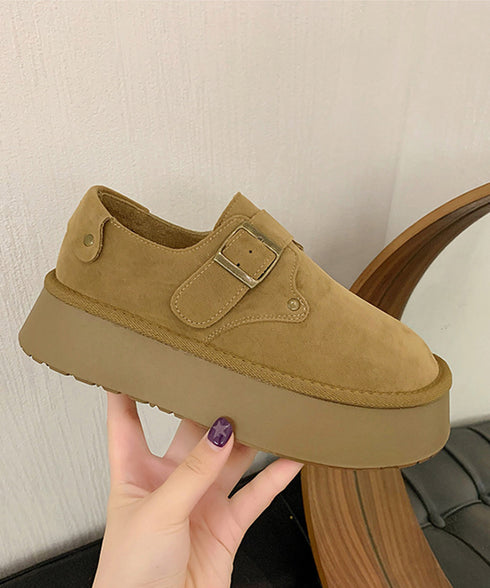 モカシンシューズ 厚底スエード調パンプス レディース 厚底ソール ローファーフェイクスエード プラットシューズ 美脚 カジュアル靴 歩きやすい 秋冬新作スリッポン 86JIANL-055