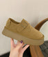 モカシンシューズ 厚底スエード調パンプス レディース 厚底ソール ローファーフェイクスエード プラットシューズ 美脚 カジュアル靴 歩きやすい 秋冬新作スリッポン 86JIANL-055