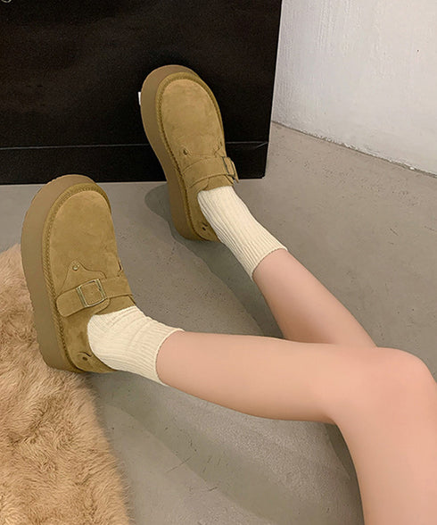 モカシンシューズ 厚底スエード調パンプス レディース 厚底ソール ローファーフェイクスエード プラットシューズ 美脚 カジュアル靴 歩きやすい 秋冬新作スリッポン 86JIANL-055