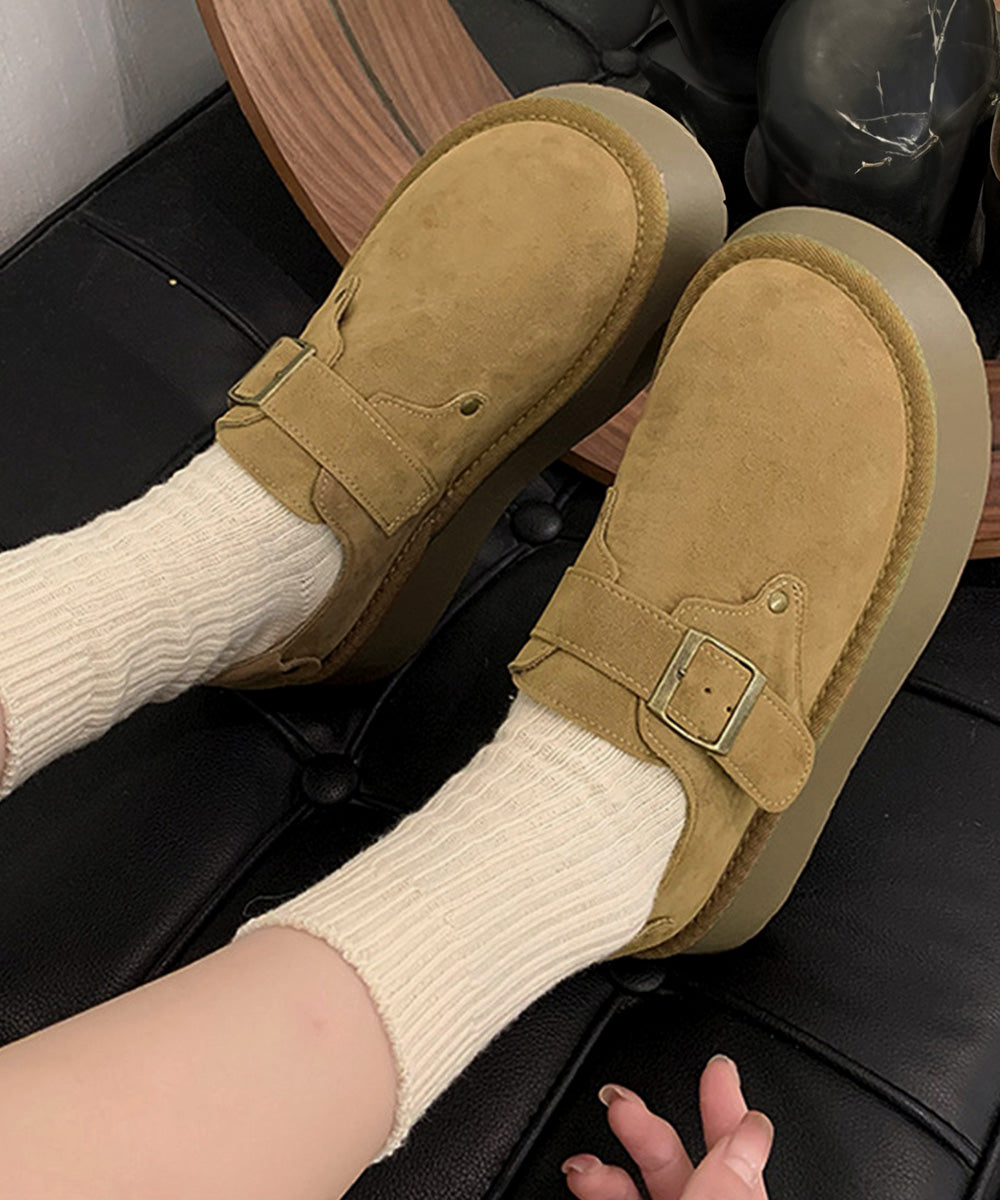 モカシンシューズ 厚底スエード調パンプス
