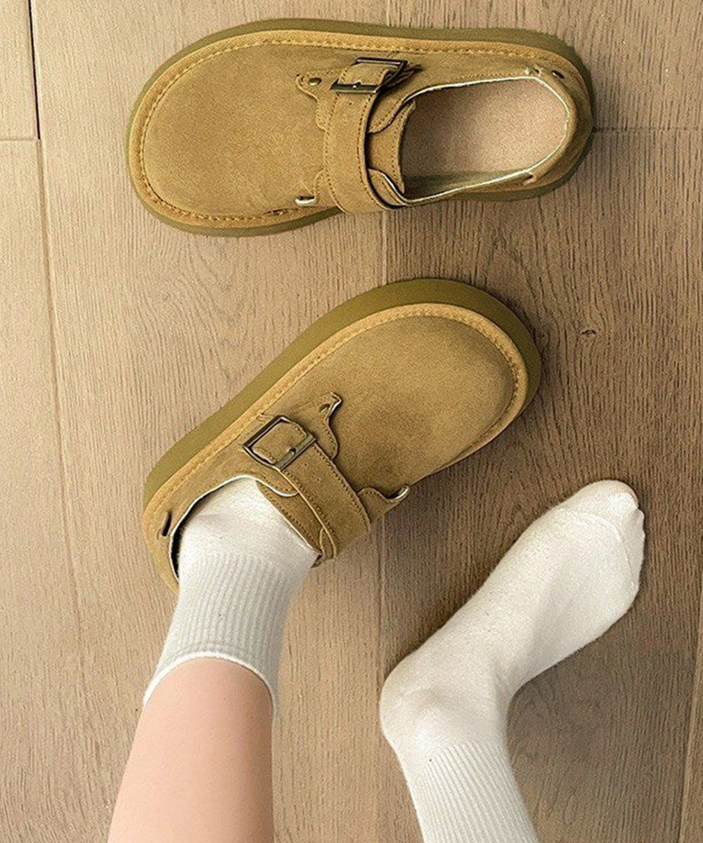 モカシンシューズ 厚底スエード調パンプス