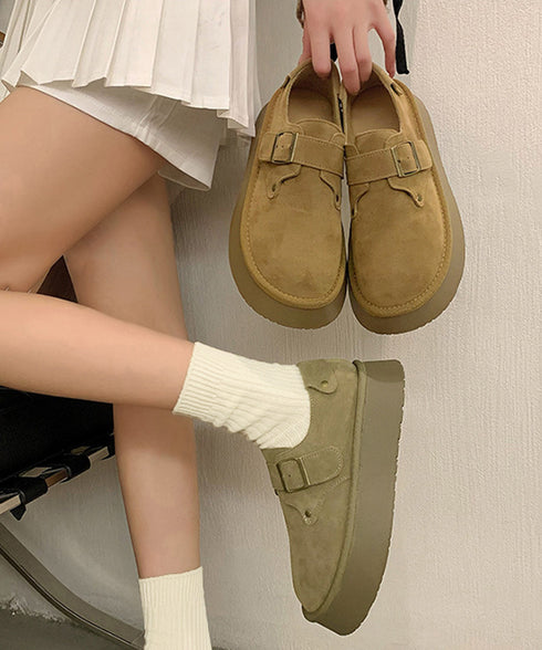 モカシンシューズ 厚底スエード調パンプス レディース 厚底ソール ローファーフェイクスエード プラットシューズ 美脚 カジュアル靴 歩きやすい 秋冬新作スリッポン 86JIANL-055