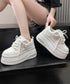 ボリューム厚底スニーカー レディース美脚 レースアップシューズ 脚長 ローカット靴 歩きやすい カジュアル靴 バイカラースニーカー疲れにくい 厚底6m 通勤通学靴 86JIANL-056