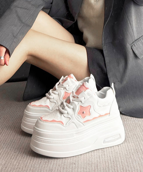 ボリューム厚底スニーカー レディース美脚 レースアップシューズ 脚長 ローカット靴 歩きやすい カジュアル靴 バイカラースニーカー疲れにくい 厚底6m 通勤通学靴 86JIANL-056