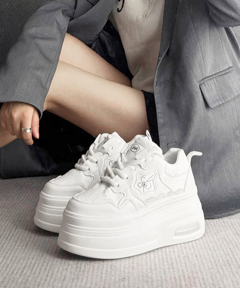 ボリューム厚底スニーカー レディース美脚 レースアップシューズ 脚長 ローカット靴 歩きやすい カジュアル靴 バイカラースニーカー疲れにくい 厚底6m 通勤通学靴 86JIANL-056