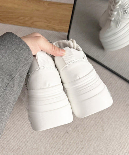 ボリューム厚底スニーカー レディース美脚 レースアップシューズ 脚長 ローカット靴 歩きやすい カジュアル靴 バイカラースニーカー疲れにくい 厚底6m 通勤通学靴 86JIANL-056