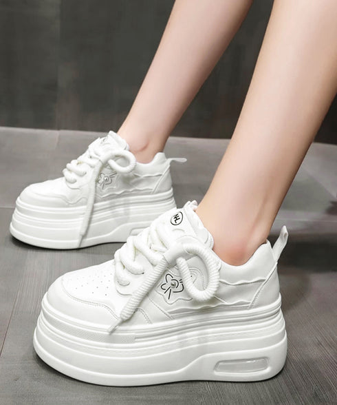 ボリューム厚底スニーカー レディース美脚 レースアップシューズ 脚長 ローカット靴 歩きやすい カジュアル靴 バイカラースニーカー疲れにくい 厚底6m 通勤通学靴 86JIANL-056