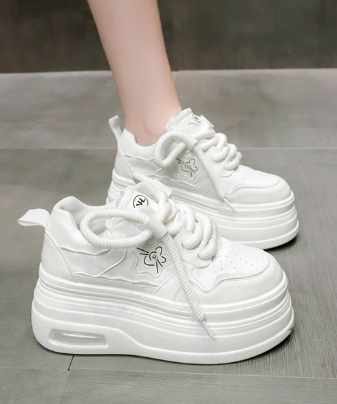 ボリューム厚底スニーカー レディース美脚 レースアップシューズ 脚長 ローカット靴 歩きやすい カジュアル靴 バイカラースニーカー疲れにくい 厚底6m 通勤通学靴 86JIANL-056