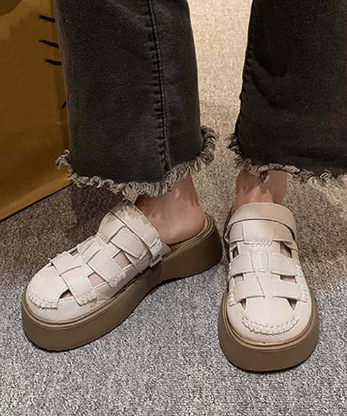 フィッシャーマンサンダル厚底 レディース 履きやすいグラディエーターサンダル 編み込み 2WAY美脚夏靴通気性 疲れにくいサマーシューズ 柔らかいスリッパサンダル 86JIANL-057