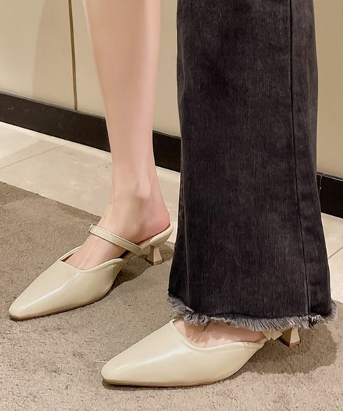 ポインテッドトゥミュールパンプスサンダル キトゥンヒールミュール オフィスカジュアル 美脚ヒールミュール 浅口ストラップパンプス 通勤シューズ 歩きやすい 春夏靴 86JIANL-059