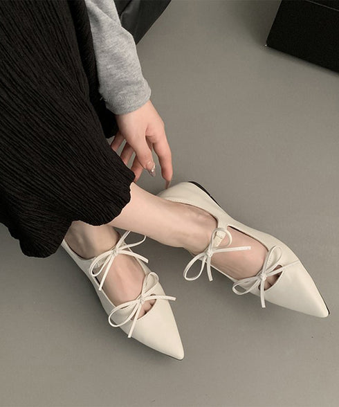 ダブルリボンパンプス美脚ポインテッドトゥ バレエパンプスぺたんこ 歩きやすい 走れるパンプス 痛くない インソールフラットシューズ きれいめ浅口パンプス 韓国風靴 86JIANL-060