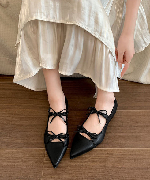 ダブルリボンパンプス美脚ポインテッドトゥ バレエパンプスぺたんこ 歩きやすい 走れるパンプス 痛くない インソールフラットシューズ きれいめ浅口パンプス 韓国風靴 86JIANL-060