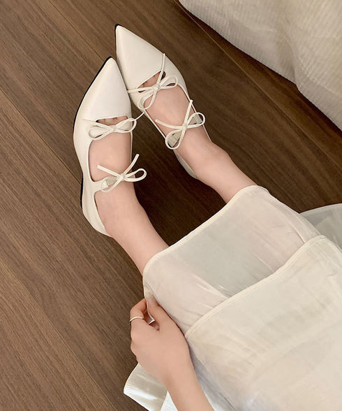 ダブルリボンパンプス美脚ポインテッドトゥ バレエパンプスぺたんこ 歩きやすい 走れるパンプス 痛くない インソールフラットシューズ きれいめ浅口パンプス 韓国風靴 86JIANL-060