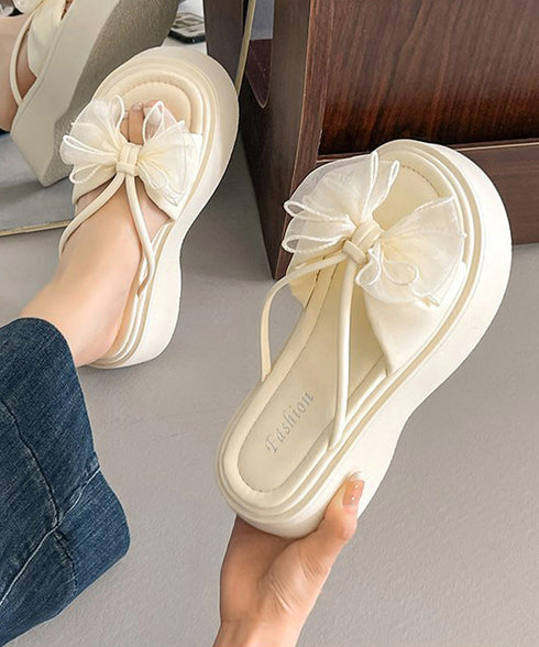 ビッグリボン厚底サンダル 履きやすい夏靴 レディース 歩きやすい チュールリボンコンフォートサンダル ボリュームソールミュールサンダル 大人可愛いフラットサンダル 86JIANL-061
