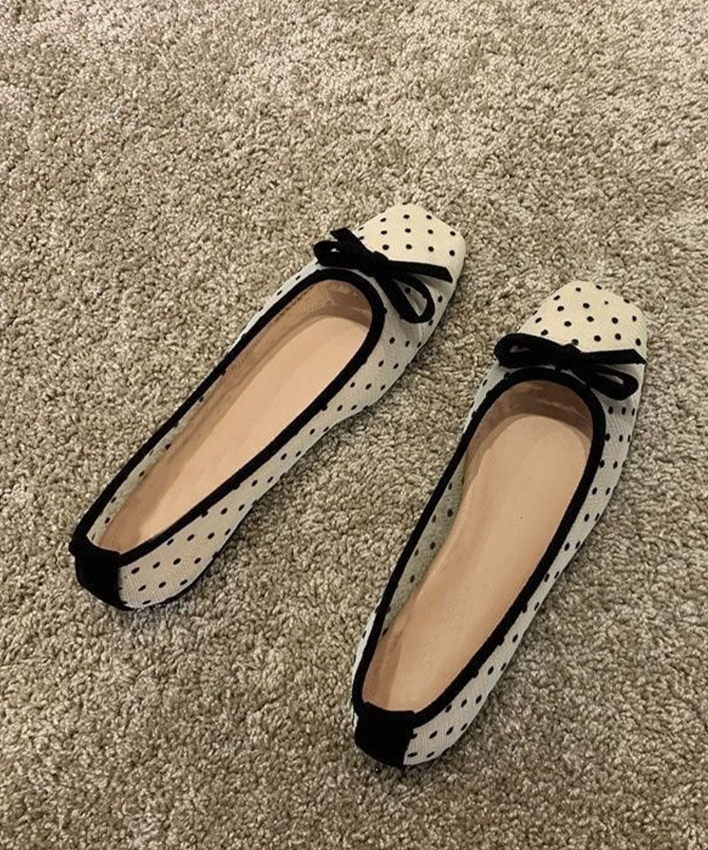 ドットバレエパンプスリボンシアーシューズ