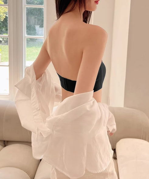 ストラップレスブラ盛れるずれない落ちない 韓国風 無地 シームレス トップブラ 谷間見せ ドレスブラジャーノンワイヤー 2WAY 美胸ブラ単品 小胸ブラ 盛りブラ 86JIEJIE-001