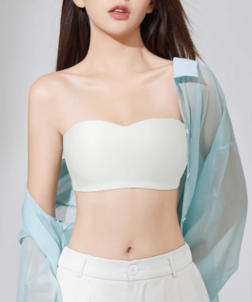 ストラップレスブラ盛れるずれない落ちない 韓国風 無地 シームレス トップブラ 谷間見せ ドレスブラジャーノンワイヤー 2WAY 美胸ブラ単品 小胸ブラ 盛りブラ 86JIEJIE-001